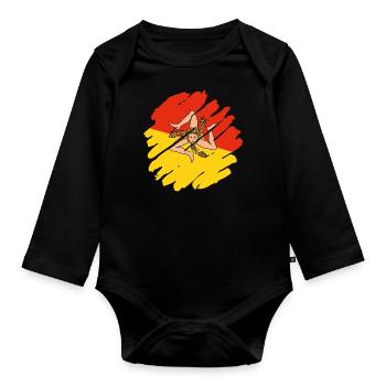 Drapeau de la Sicile Italie Palerme Trinacria Italia - Body Bébé bio manches longues - noir - Devant