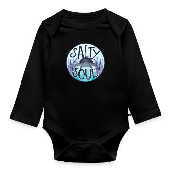 Ocean Sublimation - Organic Longsleeve Baby Bodysuit - black - Front