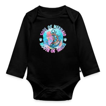 Ocean Sublimation - Organic Longsleeve Baby Bodysuit - black - Front