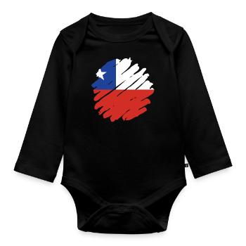 Chili Drapeau Amérique du Sud Drapeau Chili Vintage - Body Bébé bio manches longues - noir - Devant