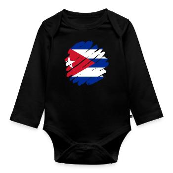 Cuba Flag Caribbean Holiday Cuba Travel Havana - Organic Longsleeve Baby Bodysuit - black - Front
