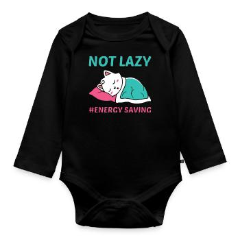 Not Lazy - Organic Longsleeve Baby Bodysuit - black - Front