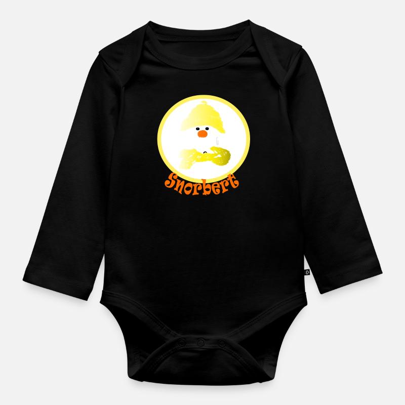 Snorbert der Schneemann - Baby Bio-Langarm-Body - Schwarz