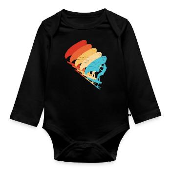 Damen wingsurf Herren wingfoil wingsurfen - Baby Bio-Langarm-Body - Schwarz - Vorne