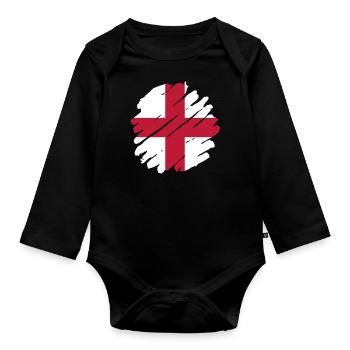England Flag Vintage English Flag Used Look - Organic Longsleeve Baby Bodysuit - black - Front