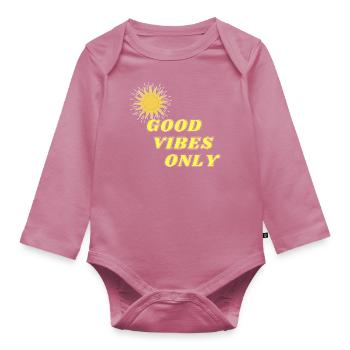 Juste de la bonne humeur ! - Body Bébé bio manches longues - mauve - Devant