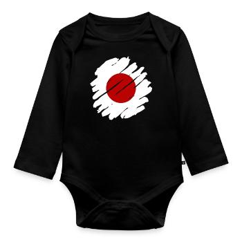 Japan Flag Used Look Nihon Japanese Flag - Organic Longsleeve Baby Bodysuit - black - Front