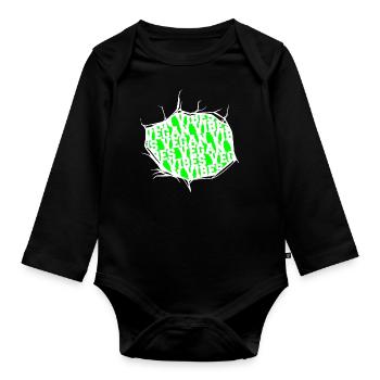 cool happy funny awesome fun pro vegan earth - Organic Longsleeve Baby Bodysuit - black - Front