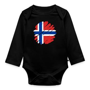 Norvège Drapeau Scandinavie Drapeau norvégien - Body Bébé bio manches longues - noir - Devant