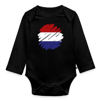 Pays-Bas Drapeau Hollande Drapeau néerlandais - Body Bébé bio manches longues - noir - Devant