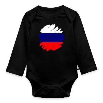 Drapeau de russie Vintage Drapeau russe d’occasion Look - Body Bébé bio manches longues - noir - Devant