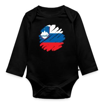 Slovenia Flag Balkan Slovenian Flag Vintage - Organic Longsleeve Baby Bodysuit - black - Front