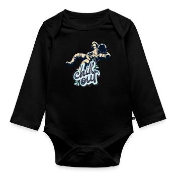 Chilling astronaut - Organic Longsleeve Baby Bodysuit - black - Front