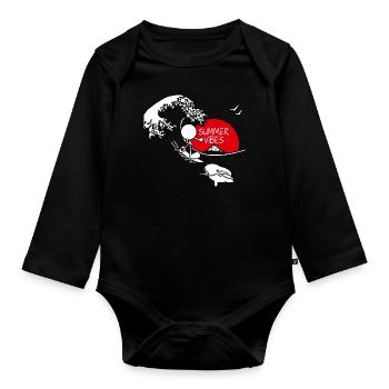 Summer Vibes Plain Doddle - Organic Longsleeve Baby Bodysuit - black - Front