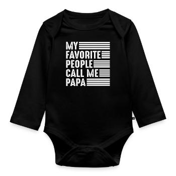 Mes personnes préférées m’appellent Papa - Body Bébé bio manches longues - noir - Devant