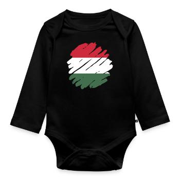 Ungarn Flagge Ungarische Fahne Balaton Hungary - Baby Bio-Langarm-Body - Schwarz - Vorne