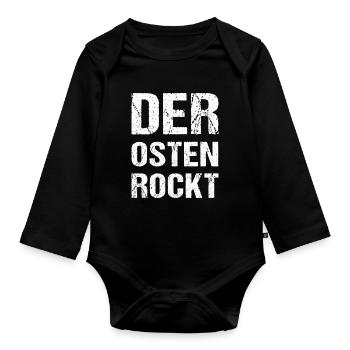 Der Osten Rockt Ossi DDR Ostdeutschland - Baby Bio-Langarm-Body - Schwarz - Vorne