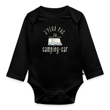 J peux pas j ai Camping car - Body Bébé bio manches longues - noir - Devant