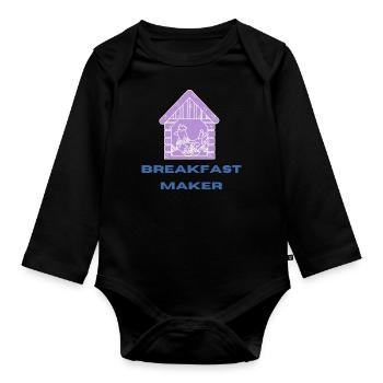 Breakfast MAKER - Body Bébé bio manches longues - noir - Devant