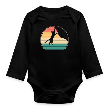 Boulder Cat Rock Climber Climbing Mountain Climb - Organic Longsleeve Baby Bodysuit - black - Front
