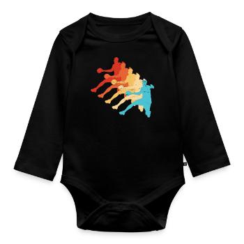 Herren Handballspielen Handballspieler Damen - Baby Bio-Langarm-Body - Schwarz - Vorne