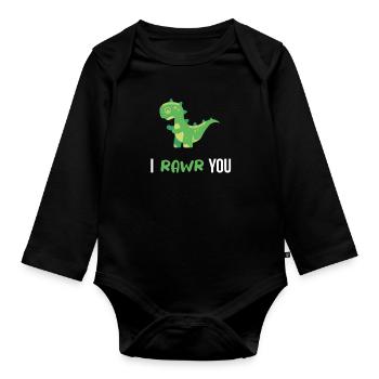 Dino - I RAWR YOU - Baby Bio-Langarm-Body - Schwarz - Vorne