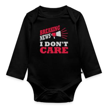 Breaking news don't care - Baby Bio-Langarm-Body - Schwarz - Vorne