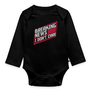 Breaking news don't care - Baby Bio-Langarm-Body - Schwarz - Vorne