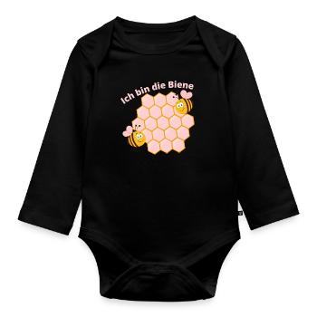 Ich bin die Biene - Baby Bio-Langarm-Body - Schwarz - Vorne