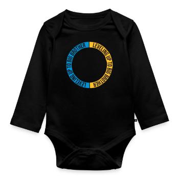 Leveling up big brother - Organic Longsleeve Baby Bodysuit - black - Front