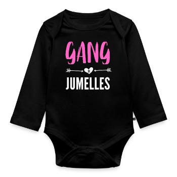 gang de jumelles - Body Bébé bio manches longues - noir - Devant