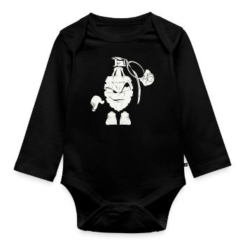 ' Design Grenade blanc - Body Bébé bio manches longues - noir - Devant