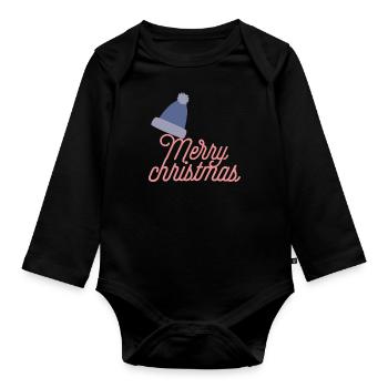 Merry christmas - Baby Bio-Langarm-Body - Schwarz - Vorne
