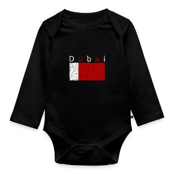 Dubai Flag United Arab Emirates UAE - Organic Longsleeve Baby Bodysuit - black - Front