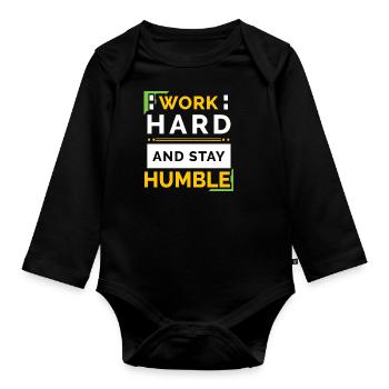 Work Hard And Stay Humble - Baby Bio-Langarm-Body - Schwarz - Vorne