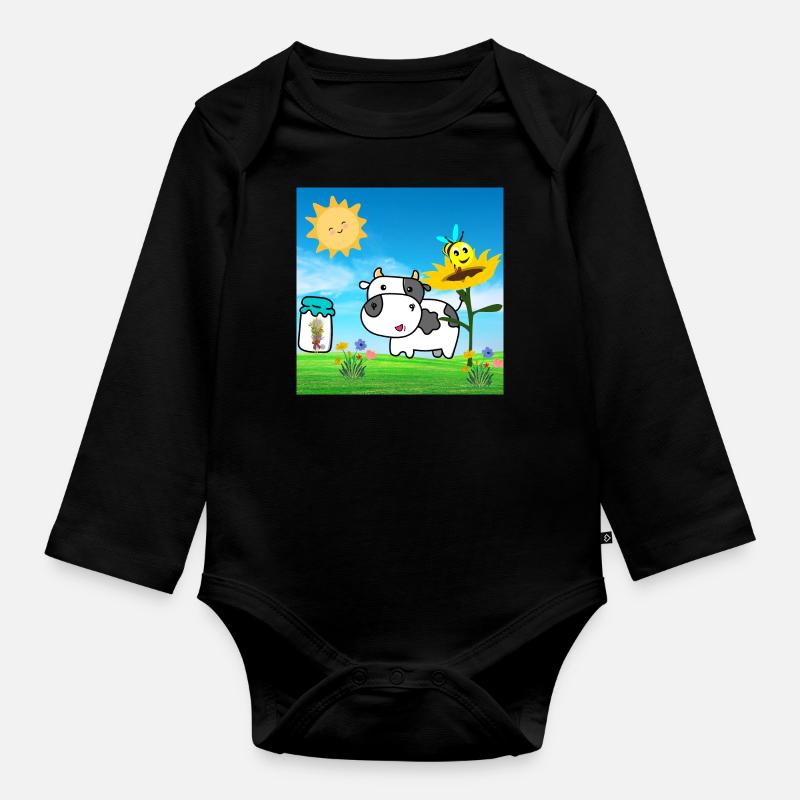 vache - Body Bébé bio manches longues - noir