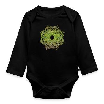 Mandala - Baby Bio-Langarm-Body - Schwarz - Vorne