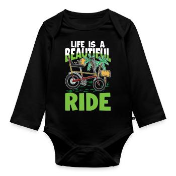 Life is beautiful ride für Fahrradfahrer - Baby Bio-Langarm-Body - Schwarz - Vorne