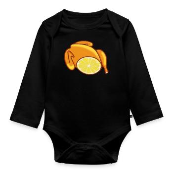 chicken,chicken,lemon,lemon chicken,comic - Organic Longsleeve Baby Bodysuit - black - Front