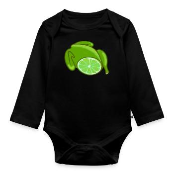 chicken,chicken,lime,lemon chicken,comic - Organic Longsleeve Baby Bodysuit - black - Front
