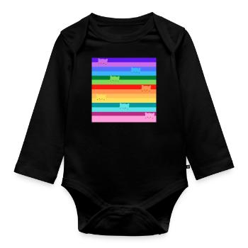 Rainbow cats - Baby Bio-Langarm-Body - Schwarz - Vorne