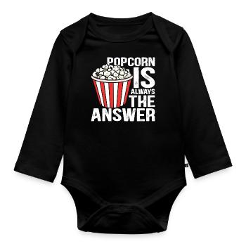 Popcron est toujours la réponse - Body Bébé bio manches longues - noir - Devant