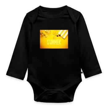 summer time - Organic Longsleeve Baby Bodysuit - black - Front