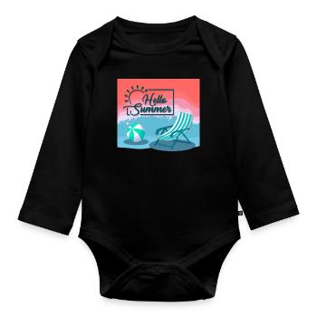 hello summer, hello summer - Organic Longsleeve Baby Bodysuit - black - Front