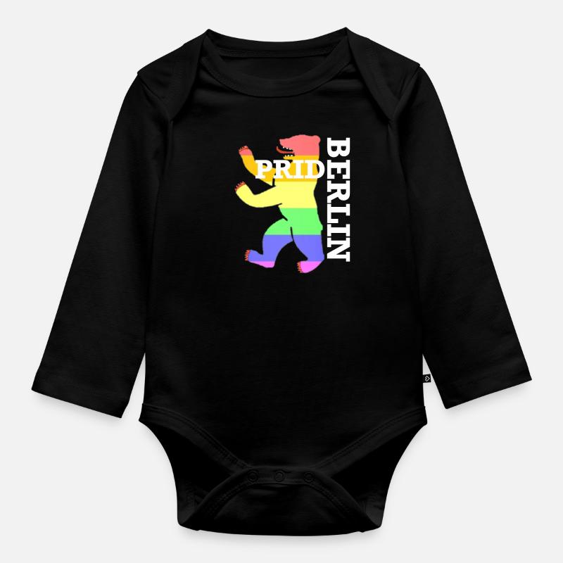 LGBT Berlin Pride Bär - Baby Bio-Langarm-Body - Schwarz