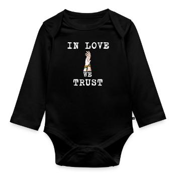 IN LOVE WE TRUST : LOVE - LGBT - LGBTQI - GAY - Body Bébé bio manches longues - noir - Devant