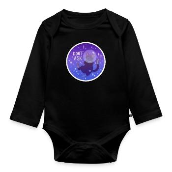 Kitty In Space - Organic Longsleeve Baby Bodysuit - black - Front
