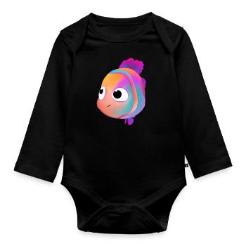 Cute Fish - Organic Longsleeve Baby Bodysuit - black - Front