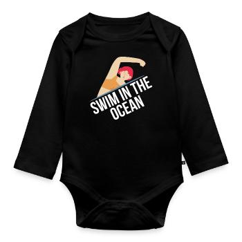 nager dans l’océan - mer sauvage - Body Bébé bio manches longues - noir - Devant