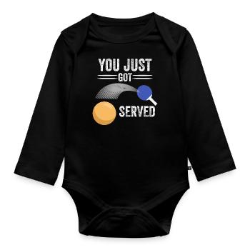 tu viens d'être servi idée cadeau ping pong - Body Bébé bio manches longues - noir - Devant